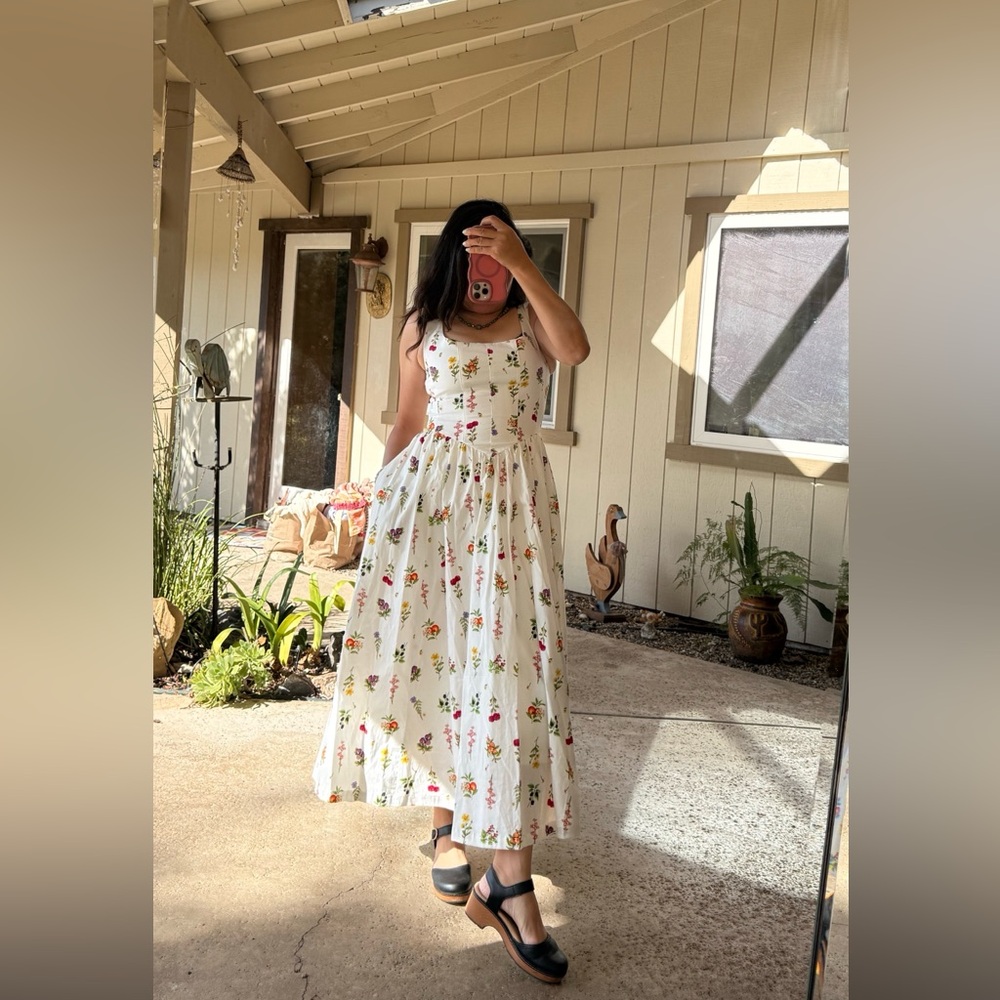 7 For All Mankind Floral White Maxi Dress
